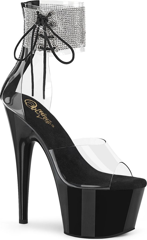 ADORE-724RS Damen Sandale von Pleaser, Transparent Schwarz Produktbild 