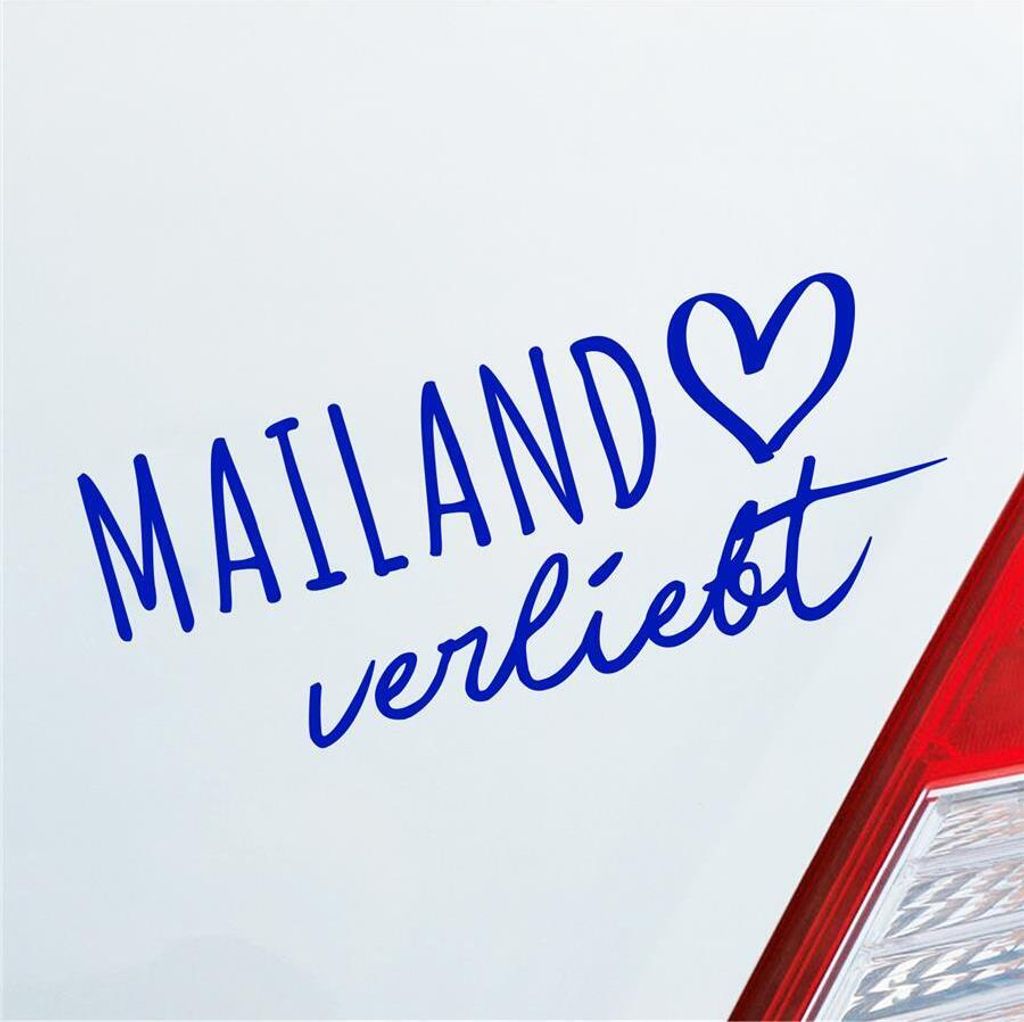 Auto Aufkleber Mailand verliebt Herz Stadt Heimat Liebe Car 19x8 cm Dunkelblau Sticker Heckscheibenaufkleber