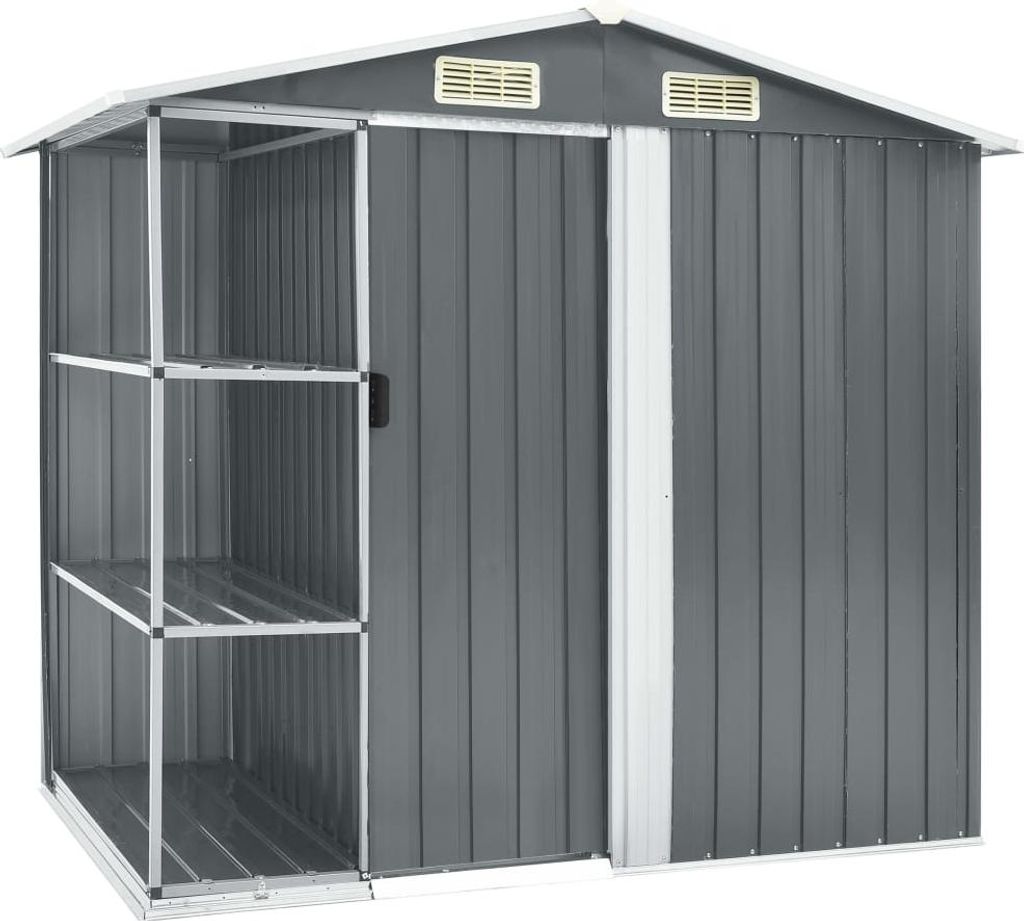 vidaXL Gartenhaus mit Regal Grau 205x130x183 cm Eisen