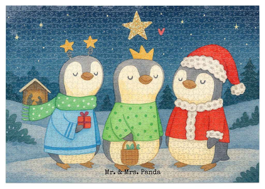 Mr. & Mrs. Panda Puzzle Winterzeit Heilige drei Könige Design 1500 Teile - Weiß - Geschenk, Geduldspiel, Puzzlespiel, Weihnachtstage, Heiligabend...
