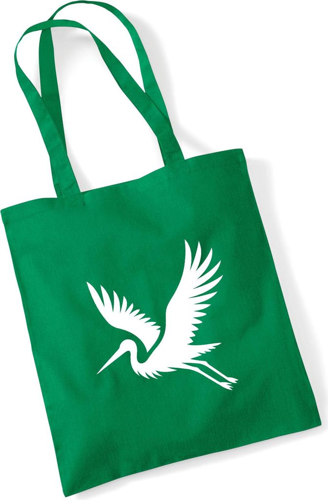 Huuraa Jutebeutel Storch Silhouette 10 Liter Kelly Green Baumwolle Tasche Geschenkidee