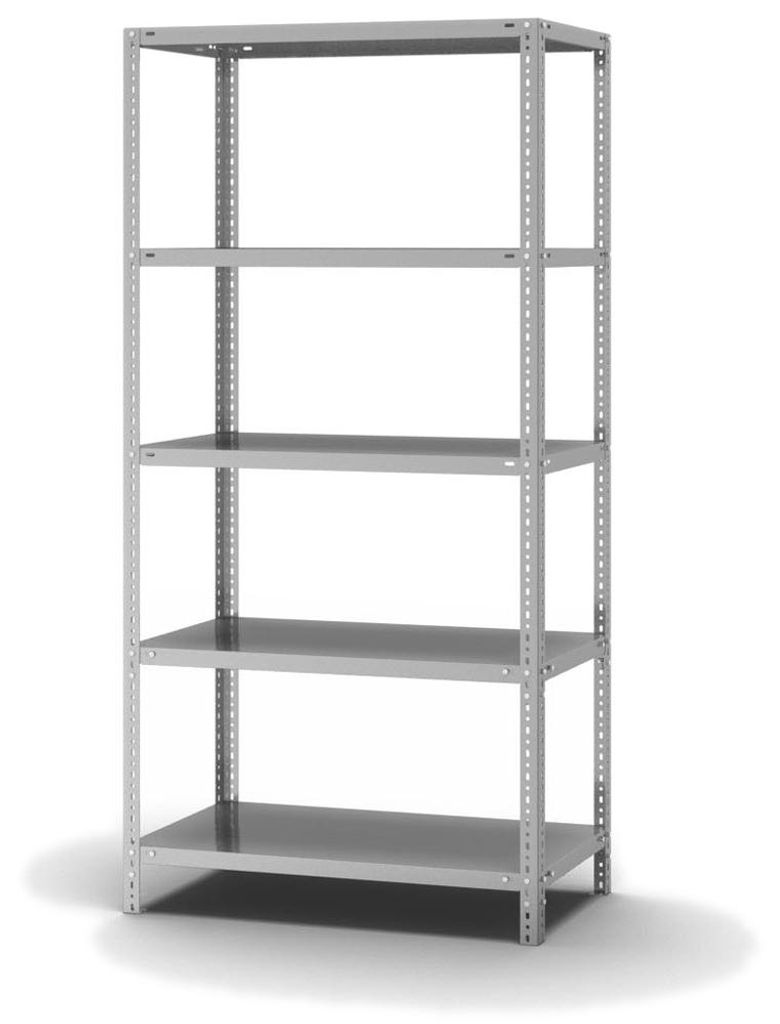 PROREGAL Edelstahl Fachbodenregal Schraubsystem MAGNUS Germany | HxBxT 200x100x50cm | 5 Ebenen | Fachlast 200kg | Edelstahl