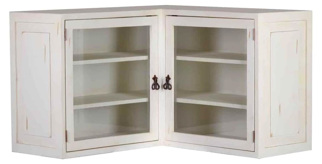 Hängeschrank im Landhausstil aus massivem Pinienholz, 100x66x100 cm, Weiß