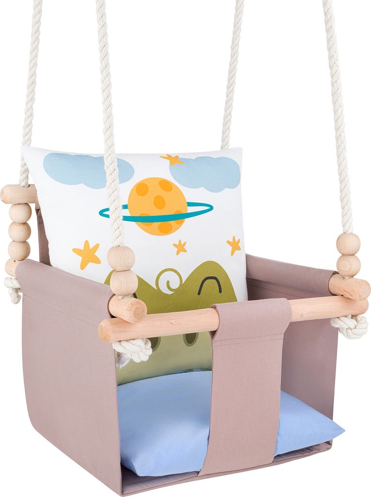 GUGUPLANET Babyschaukel, Krokodil-Design, aus robustem, hochwertigem Baumwollstoff, mit Kissen, Safari-Kollektion, sicher, komfortabel, EU-Handarbeit