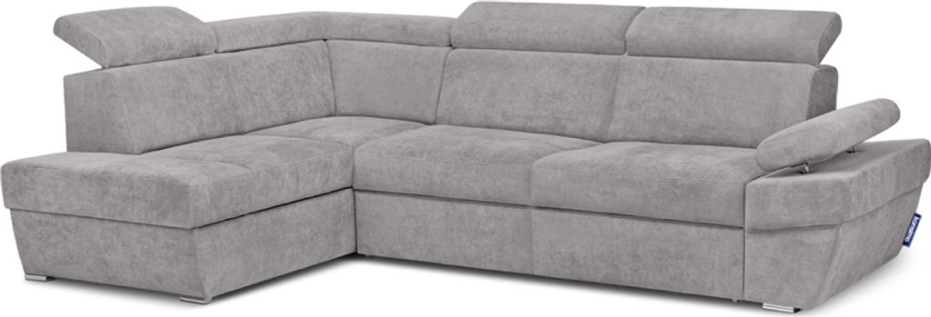 KONSIMO Ecksofa links mit Schlaffunktion und Bettkasten "RATLO", hellgrau, Gewebestoff, Klassischer Stil, 270x82-110x190cm