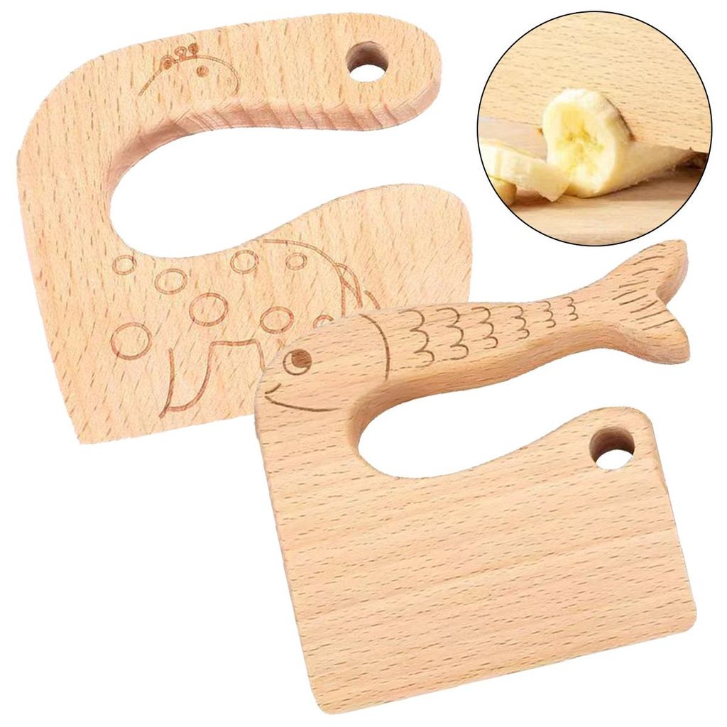 Kindermesser Set 2 Stück aus Holz, sichere Kanten, ergonomischer Griff, pädagogisches Spielzeug, ideal für Kinder ab 3 Jahren