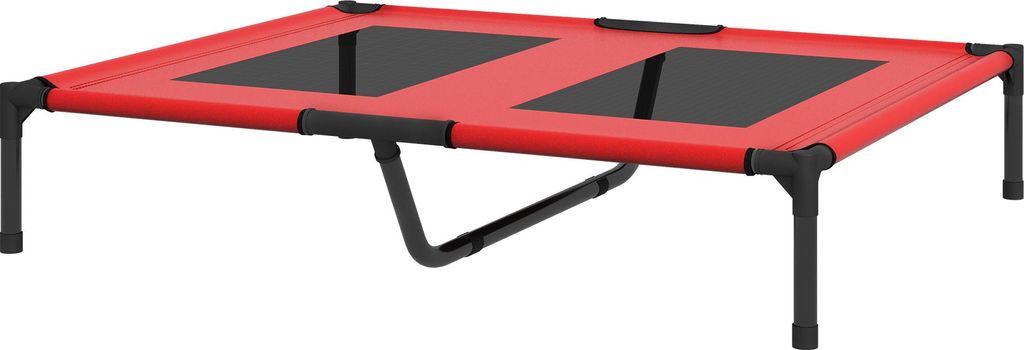 Hundebett, Hundeliege, robust, erhöht & wetterfest, bis 50 kg, 92x76x18cm, Rot