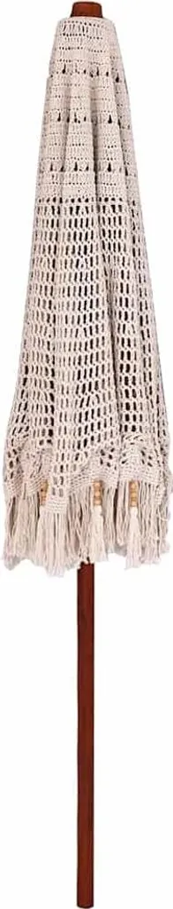 Parasol Macramé Crème 252 cm - Ombre et Style pour Terrasse et Réceptions