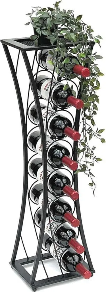 Petit casier à vin en métal noir 8 bouteilles pour salon et cuisine