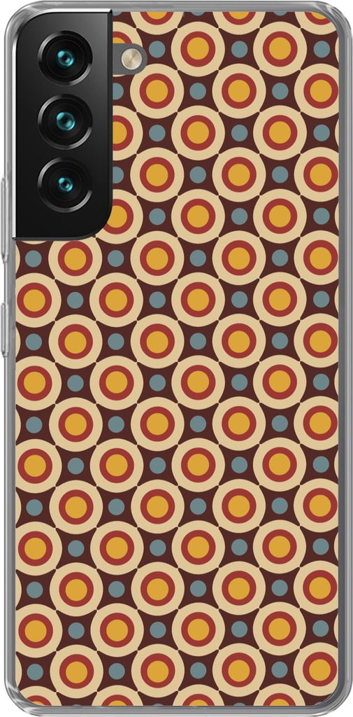 MuchoWow Handyhülle Schutzhülle Hülle für Telefoonhoesje Samsung Galaxy S22 Plus Retro - Vintage - Design - Kreis Silikon Softcase Handy Hül...
