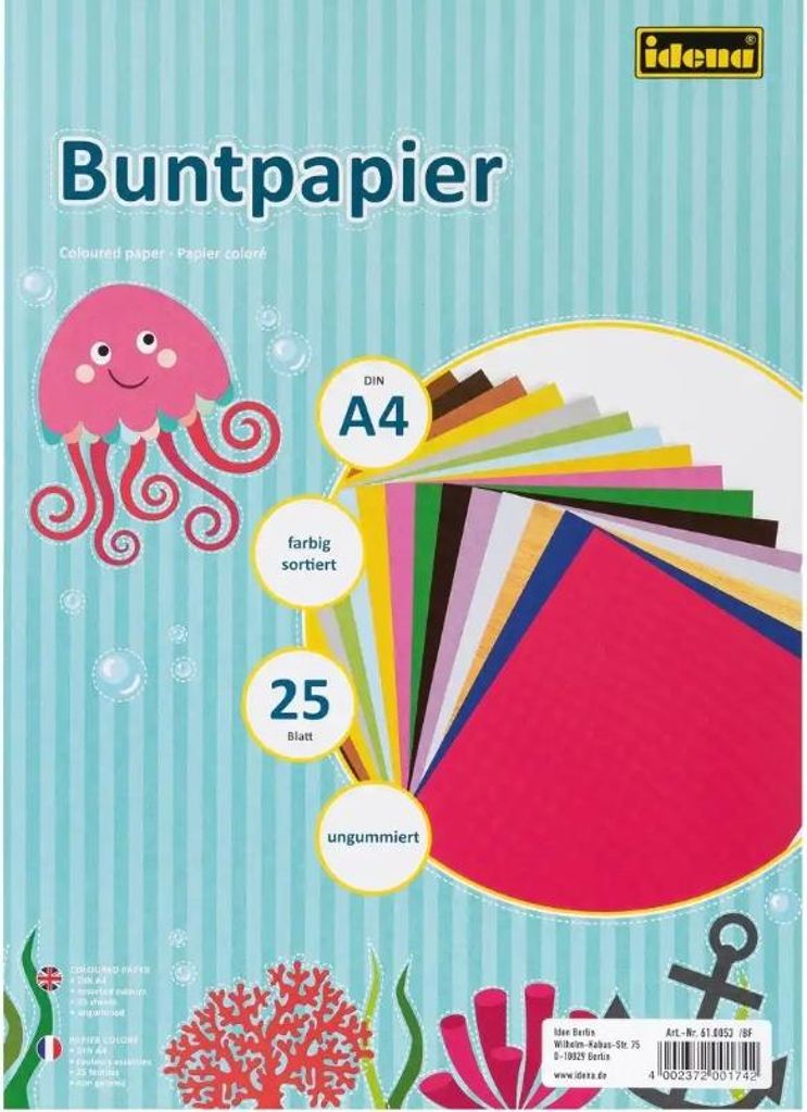 Happy Kidz Idena Buntpapier A4 21403136038 Immagine del prodotto 