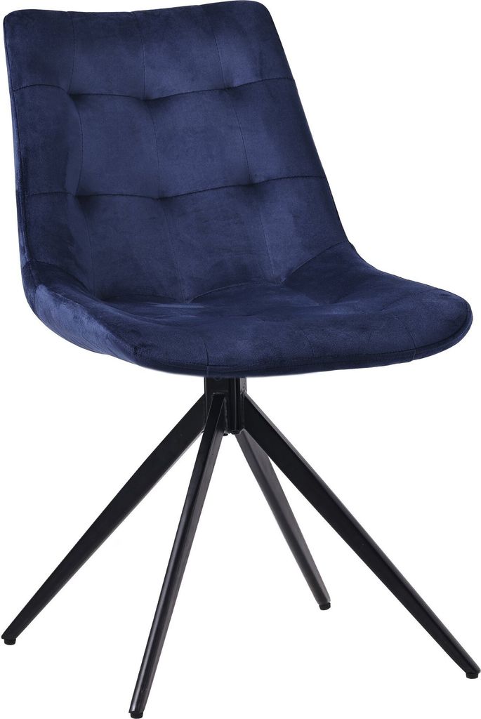 CLP Esszimmerstuhl Merna schwenkbar und gepolstert Farbe dunkelblau Material Samt