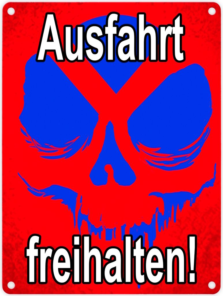 Metallschild in 15x20 cm Ausfahrt freihalten! - mit Totenkopf Halteverbot
