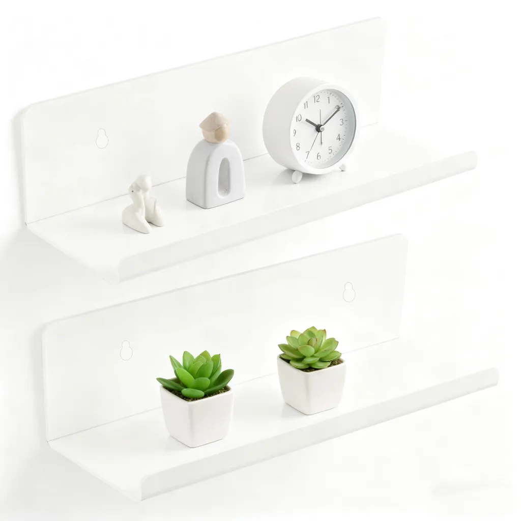 Étagère Murale Métal Blanche 20 cm pour Salon, Chambre et Salle de Bains