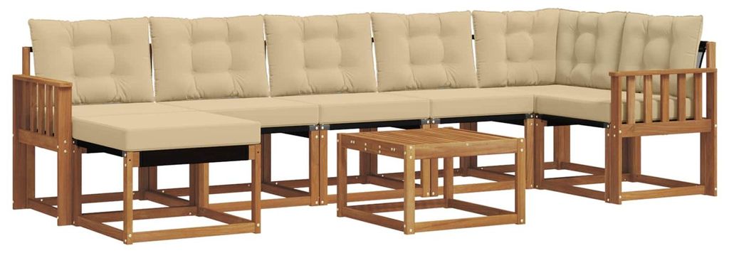 vidaXL Outdoor-Sofagarnitur mit Kissen 8 pcs Natur und Beige