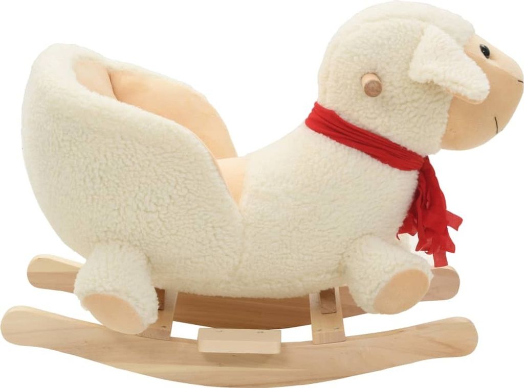 Pecora a Dondolo con Schienale in Peluche 60x32x50cm Bianco Immagine del prodotto 