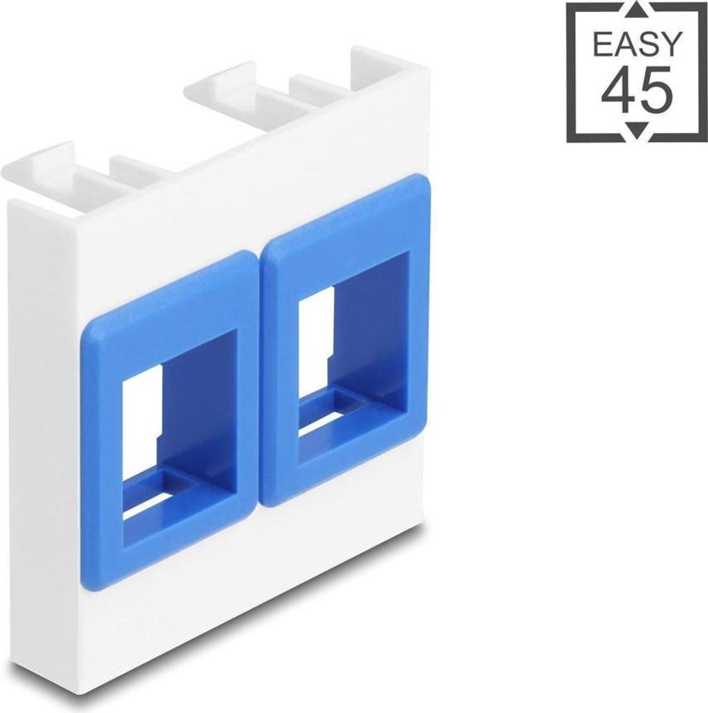 Delock Easy 45 Modul mit zwei Keystone Halterungen 45 x 45 mm, weiß / blau