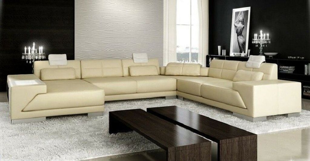 XXL BIG Wohnlandschaft U Form Ecksofa Sofa Couch Polster Garnitur Leder Neu
