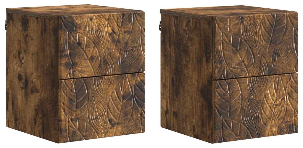 Wandmontierter Nachttisch 2 pcs Geräucherte Eiche