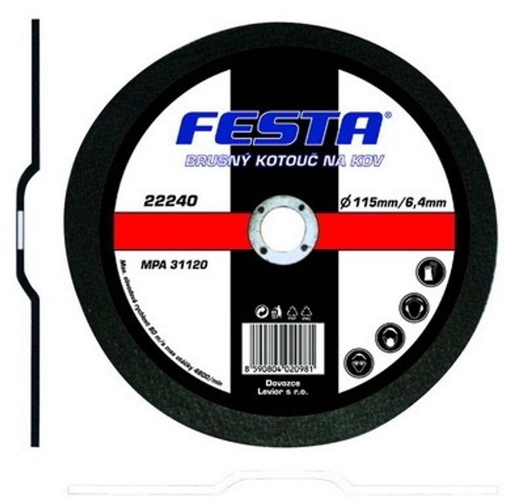 FESTA Metall-Schleifscheibe 115x22,2x6,4 - Packung mit 1 Produktbild 