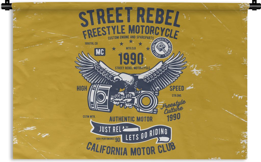 MuchoWow Wandteppich Wandbehang Motorrad - Oldtimer - Angebot 90x60 cm Tapisserie Dekoration Wandtuch - Wandskulpturen - Bildteppich