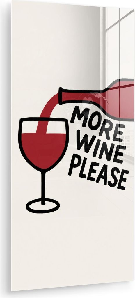 MuchoWow Glasbilder - Bilder auf Wandbild - Foto auf Glas Weinflasche - Zitat - Rot - Glas 40x80 cm Wanddekoration aus Glas - Acrylglasbild - Acryl...