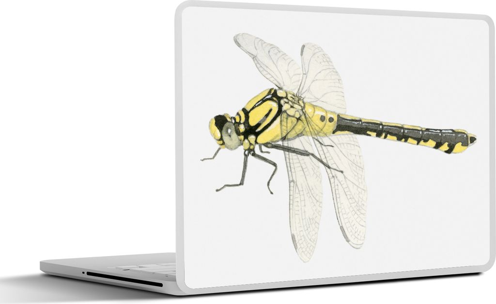 MuchoWow Laptop Aufkleber Sticker Cover Eine Illustration einer gelben Libelle auf einem weißen Hintergrund 30x22 cm - Laptop-Sticker