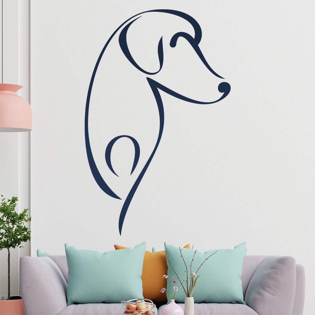 Hund Linien - Hunde Wandtattoo in 6 Größen - Wandaufkleber Wall Sticker - Dekoration, Küche, Wohnzimmer, Schlafzimmer, Badezimmer