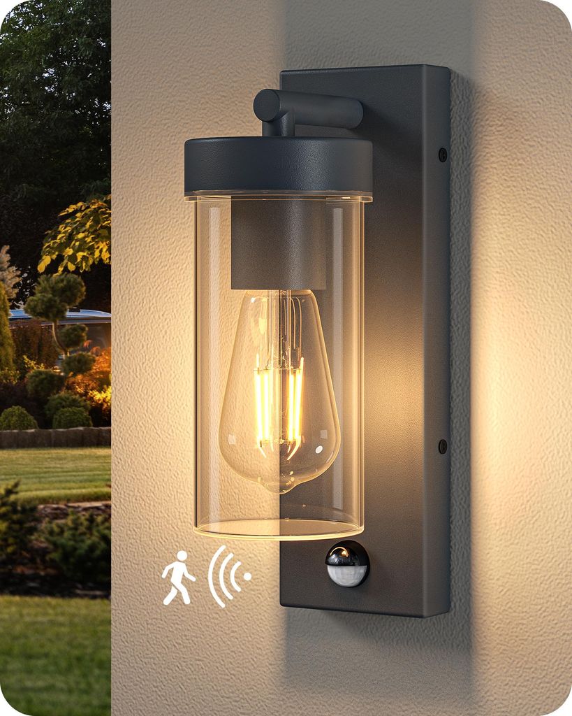 EDISHINE buitenwandlamp met bewegingsmelder, aluminium. Productafbeelding 