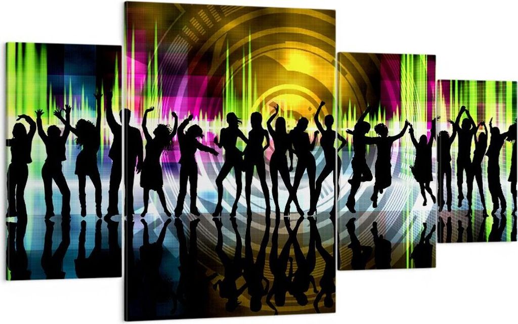 Bild auf Leinwand - Leinwandbild - Disco Musik Tanz Spaß - 160x90cm - Wand Bild - Wanddeko - Leinwanddruck - Bilder - Kunstdruck - Wanddekoration ...