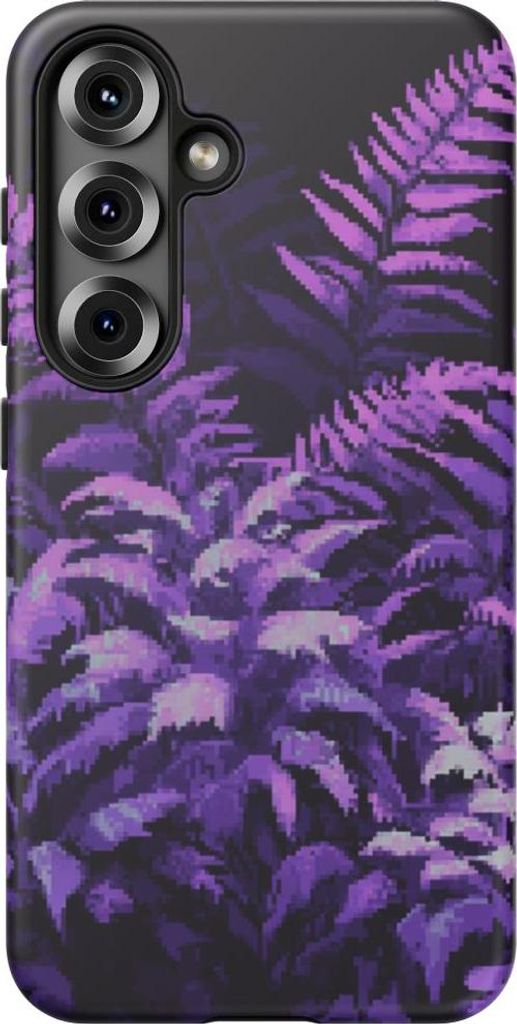Pixel-Art-Farne in Violett – Hülle Kompatibel mit Galaxy S25
