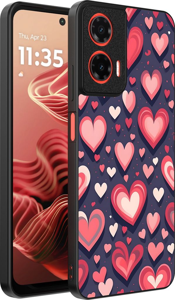 Smartphonica Telefon Fall geeignet für Motorola Moto G35 mit Herzen Impressum - TPU Backcover Fall mit Herz-Design