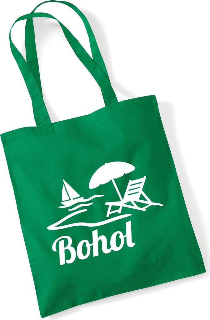 Huuraa Jutebeutel Bohol Inselmotiv Philippinen 10 Liter Kelly Green Baumwolle Tasche Geschenkidee