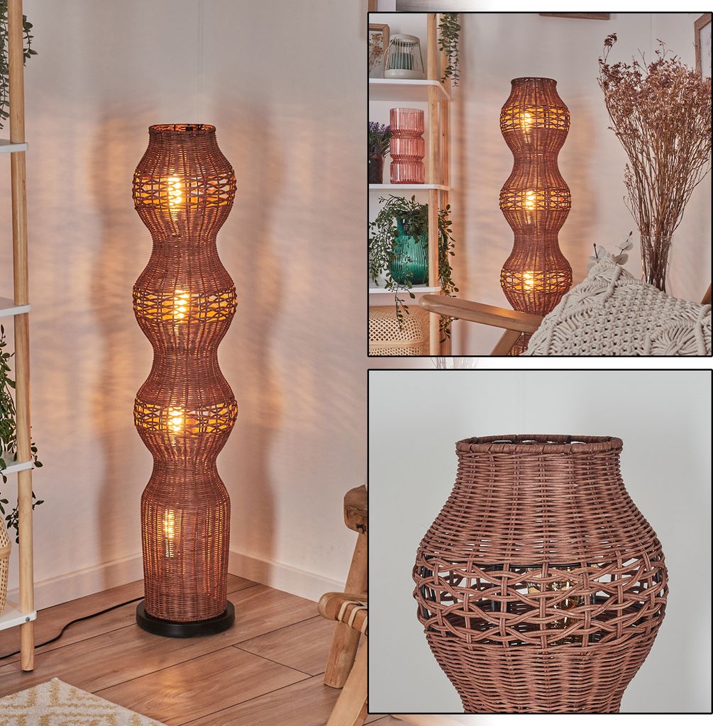 Argenta Stehlampe mit Schirm aus Rattan im skandinavischen Design