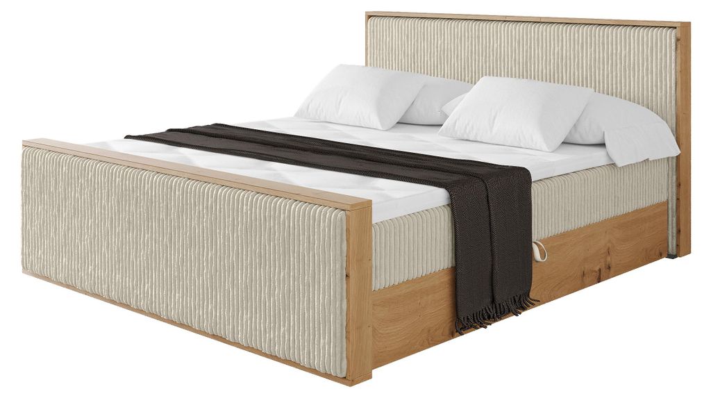 ALTDECOR BOXSPRINGBETT mit 2xBettkasten und Lattenrost, Topper, Boxbett, Polsterbett mit Bettkasten mit Stauraum und Kopftei mit Matratze H3 - LOLL...