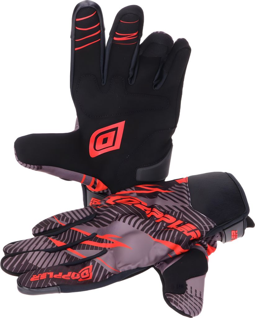 Motocross Handschuhe Doppler MX grau / rot Touchscreen kompatibel mit Zulassung, M