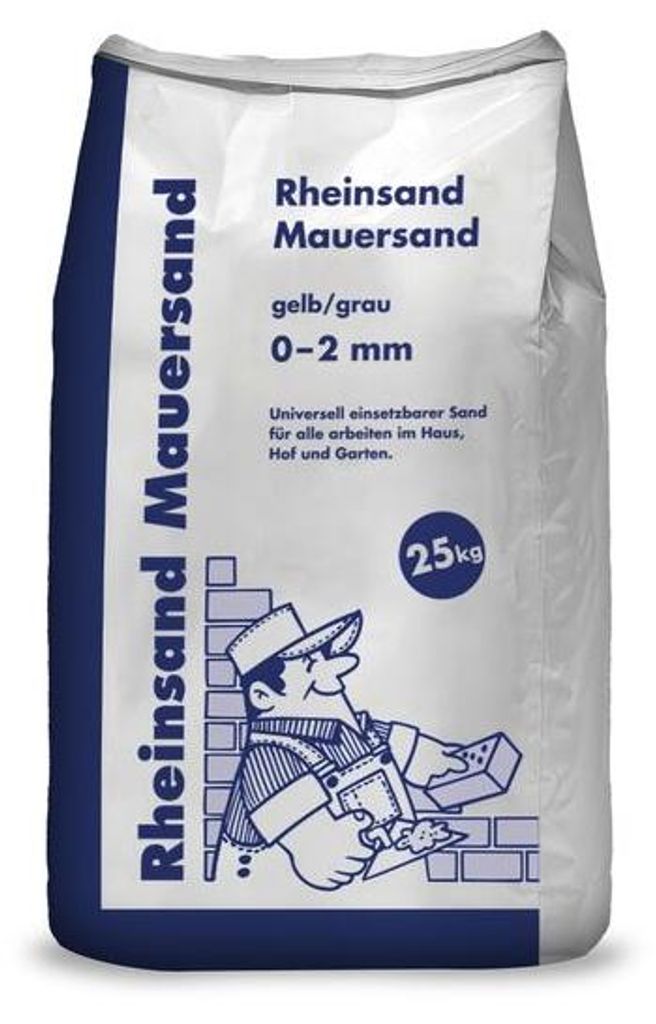 Rheinsand Mauersand 25 kg, feine Körnung 0-2 mm, gewaschen Produktbild 