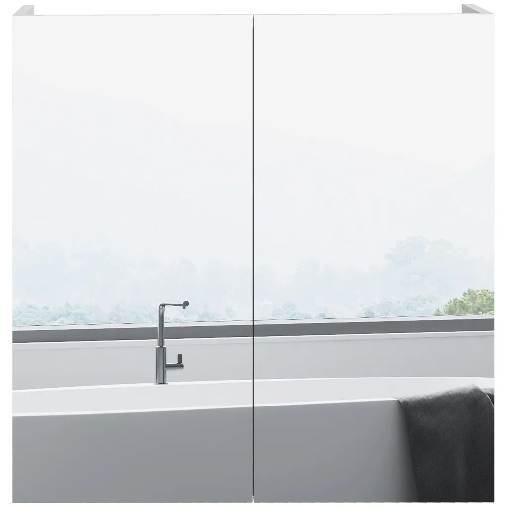 Rangement mural salle de bain gain de place 60 cm blanc miroir intégré