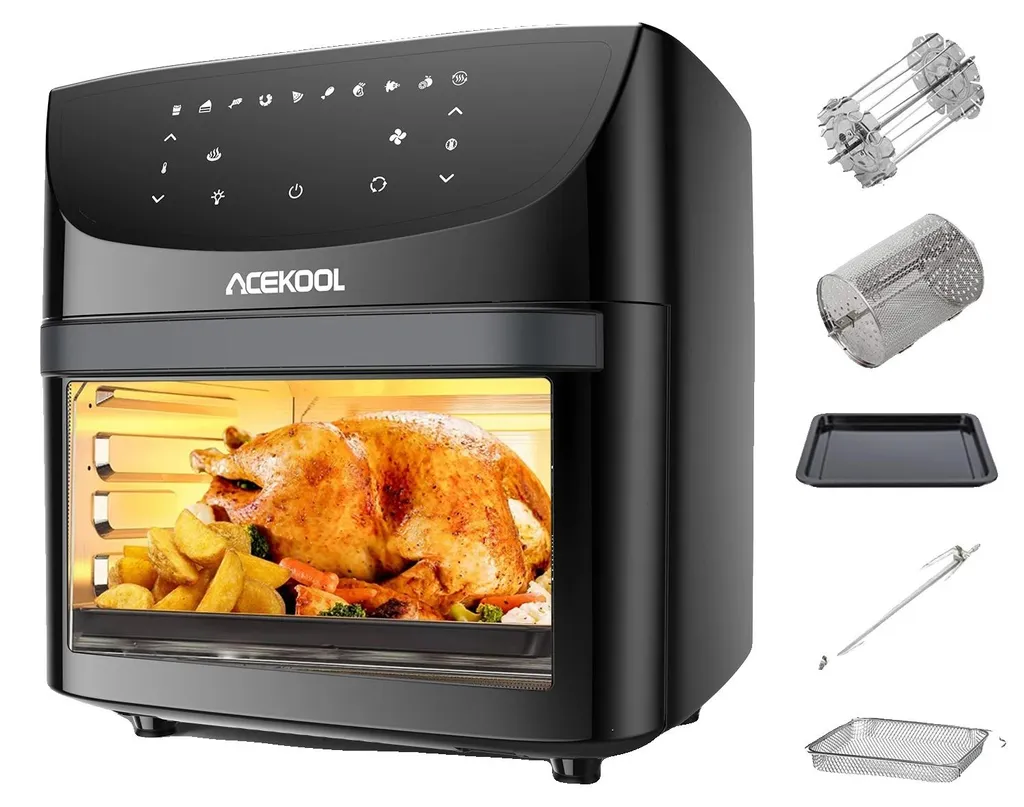 Friteuse à air chaud familiale 8 en 1 noir pour cuisine saine UE