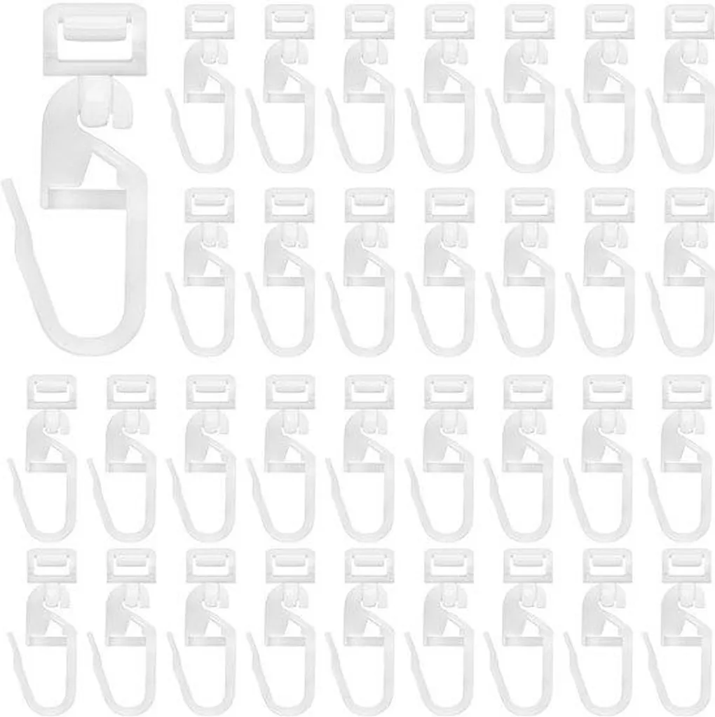 Pack de 60 crochets rideaux blancs 34 mm pour rails et tringles chemin de fer