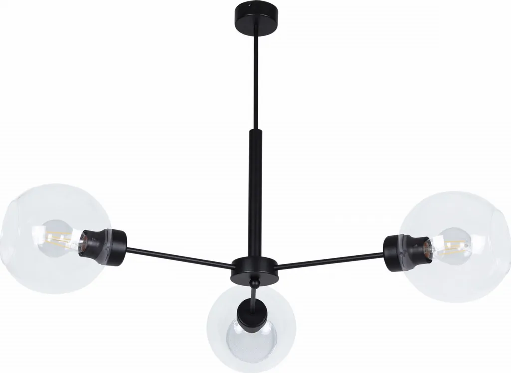 Lustre salon moderne noir et verre Kaja - Éclairage séjour 3xE27