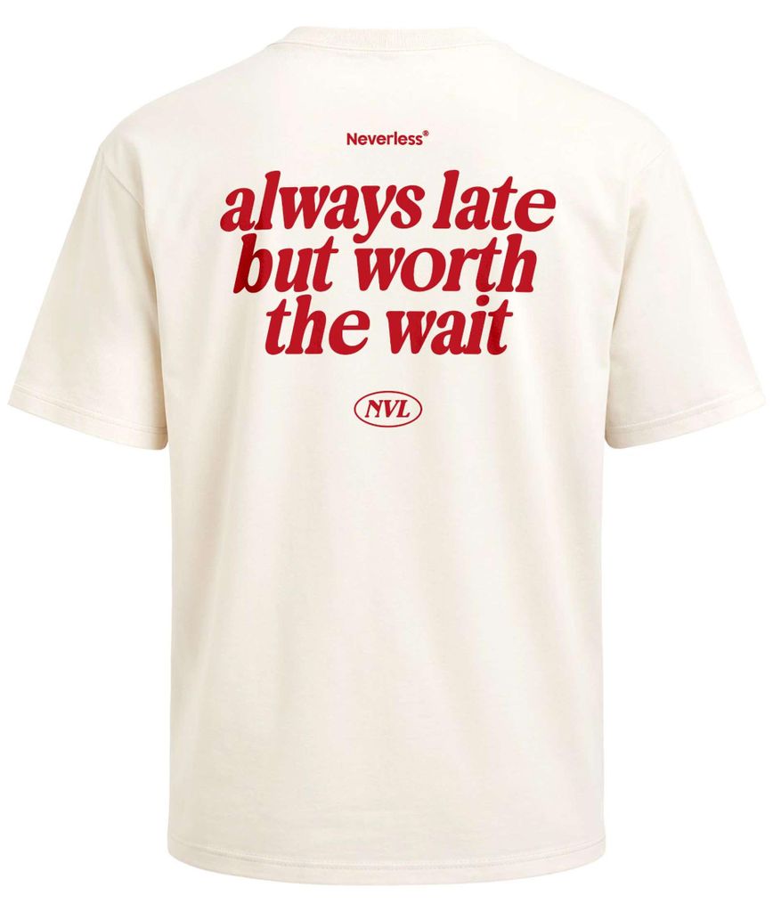 Herren T-Shirt Backprint - always late - Oversized Relaxed Produktbild 