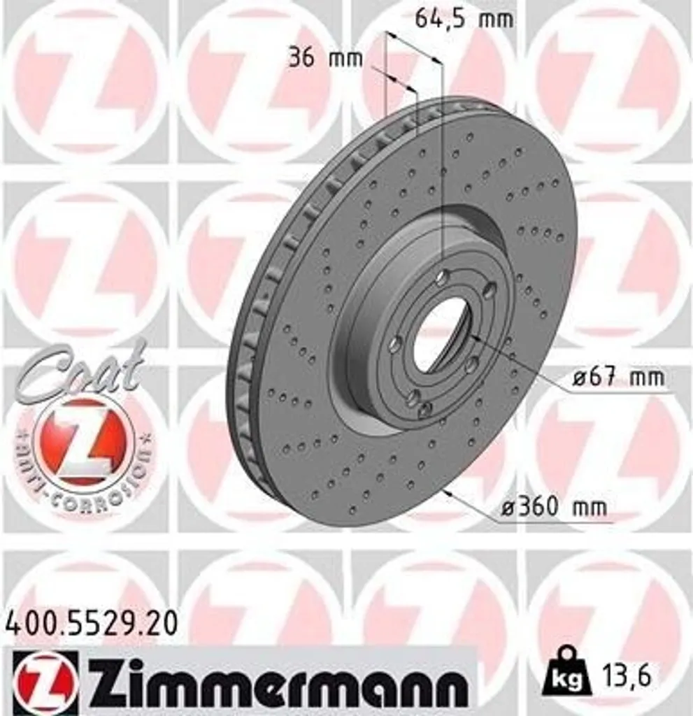 Disque de frein Coat Z Zimmermann 400.5529.20 anti-corrosion pour SL