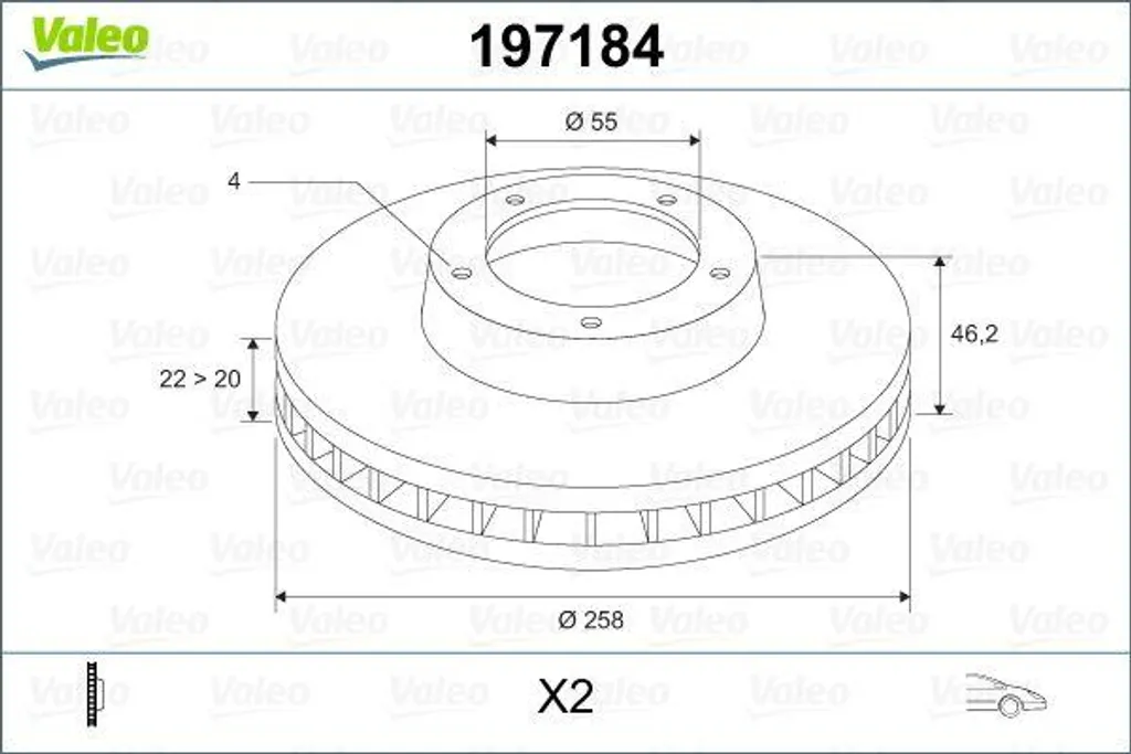 Disque de frein pour entretien mécanique Toyota Yaris OE 435120D060