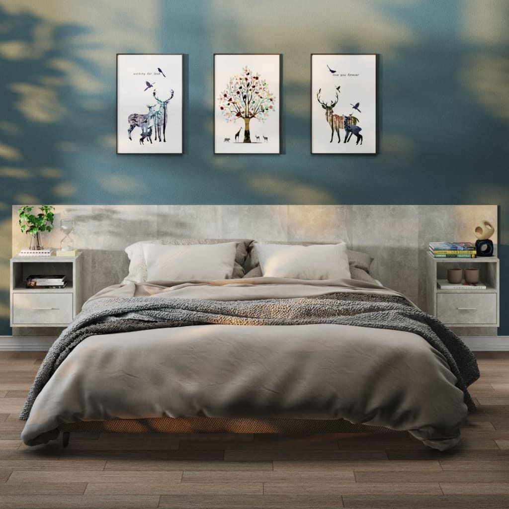 Maison Exclusive - Wand-Nachttische 2 Stk. Betongrau