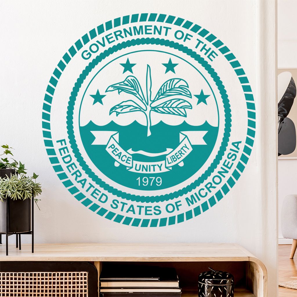 Mikronesien Wappen Wandtattoo Wandaufkleber Wall Sticker - Dekoration, Küche, Wohnzimmer, Schlafzimmer, Badezimmer