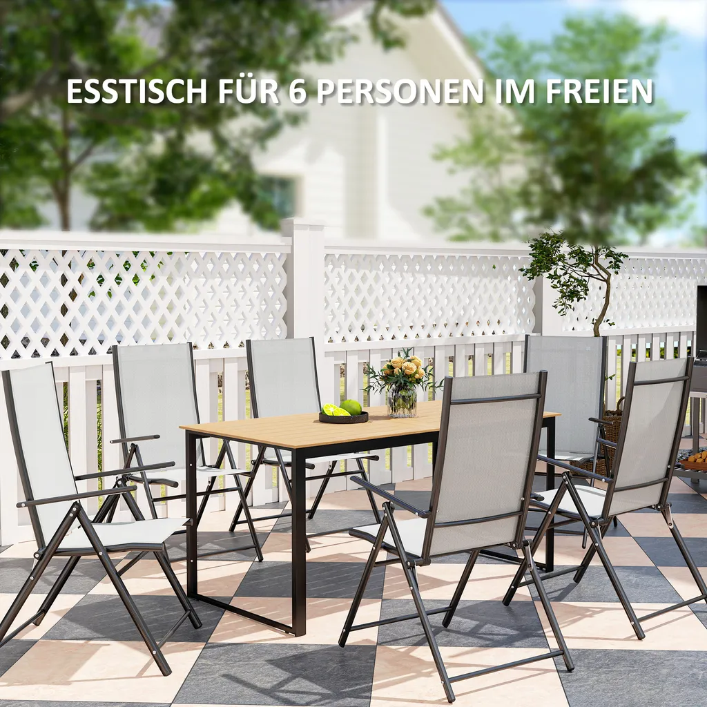 Grande table de terrasse rectangulaire 160 cm résistante aux UV