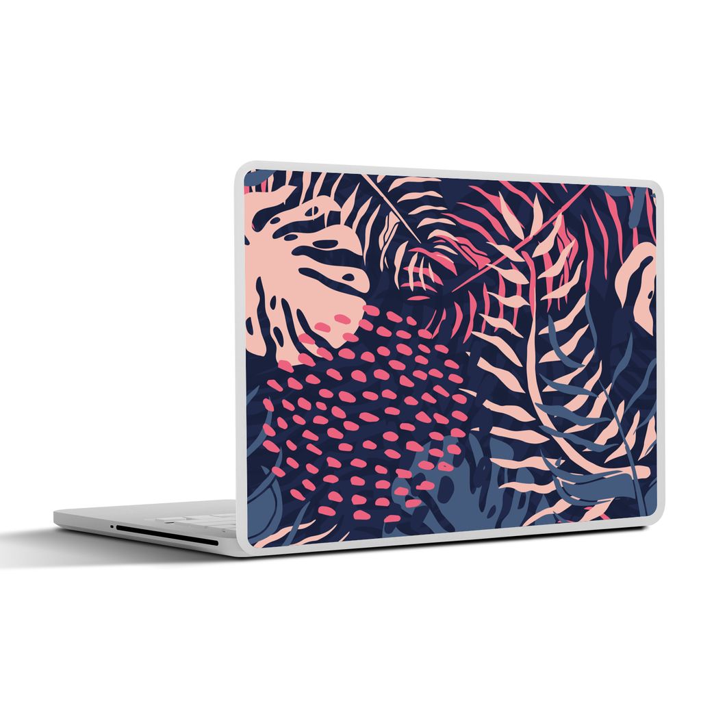 MuchoWow Laptop Aufkleber Sticker Cover Blätter - Tropisch - Muster - Mädchen - Kinder - Rosa - Mädchen 31x22.5 cm - Laptop-Deko