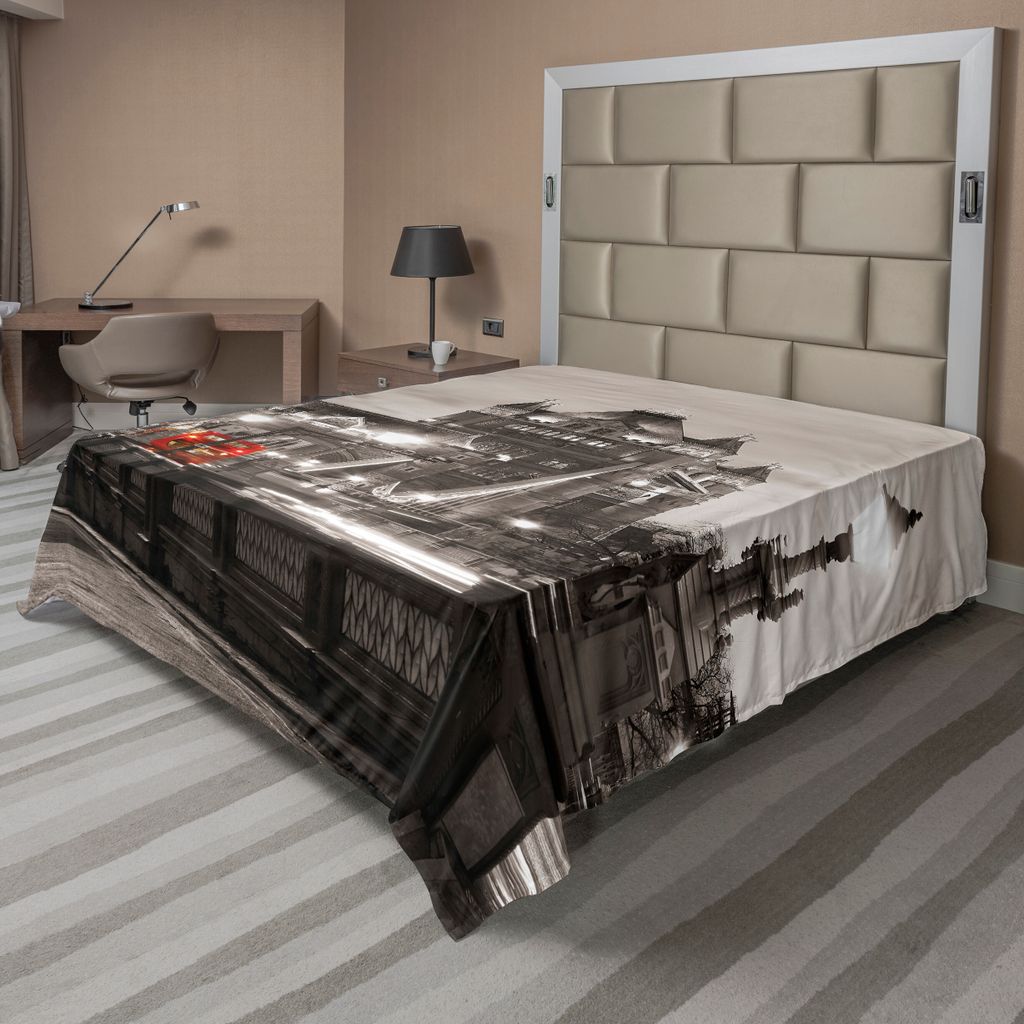 ABAKUHAUS Schwarz und weiß Bettlaken, London-Thema-Turm-Brücke in der berühmten Stadt-Stadtleben-Landschaft Europa, weiches bequemes oberes Bett...