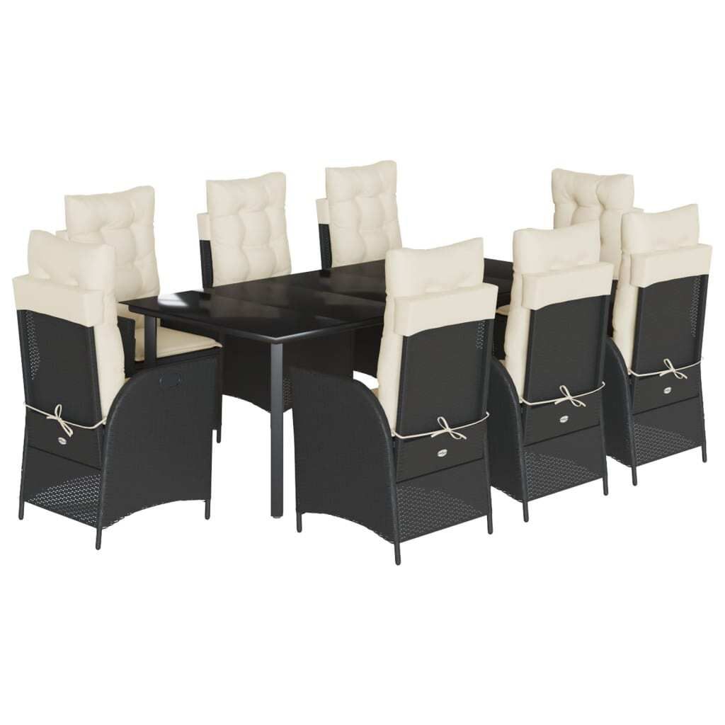 "WINTER SALE" 9-tlg. Garten-Essgruppe - elegantes Design - Sitzgruppe/Gartenmöbel-Set - mit Kissen Schwarz Poly Rattan - Terassenmöbel NeuMöbel5...